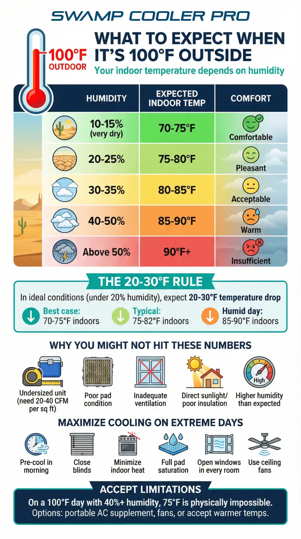 Expected indoor temperatures when its 100°F outside